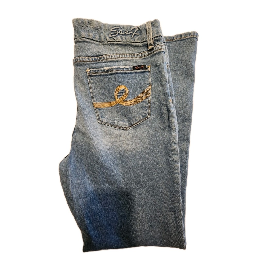 Seven 7 Jeans Womens Sz 14 Slim Bootcut Stretch Denim 36X31.5 Western Cowgirl